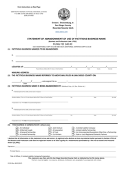 Form CC233 &quot;Statement of Abandonment of Use of Fictitious Business Name&quot; - County of San Diego, California
