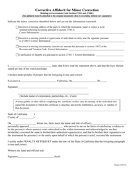 Document preview: Corrective Affidavit for Minor Correction - County of San Diego, California