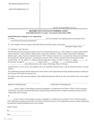 Document preview: Restrictive Covenant Modification - County of San Diego, California