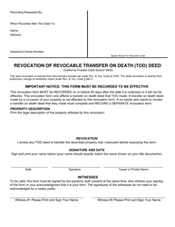 Document preview: Revocation of Revocable Transfer on Death (Tod) Deed - County of San Diego, California