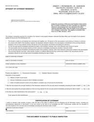 Document preview: Form BOE-58-H Affidavit of Cotenant Residency - County of San Diego, California