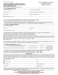Document preview: Form BOE-60-AH Claim of Person(s) at Least 55 Years of Age for Transfer of Base Year Value to Replacement Dwelling - County of San Diego, California