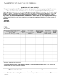Form IX02F &quot;Property Use Report&quot; - County of San Diego, California, 2022
