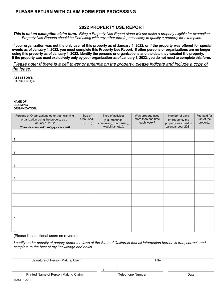 Form IX02F - 2022 - Fill Out, Sign Online and Download Fillable PDF ...