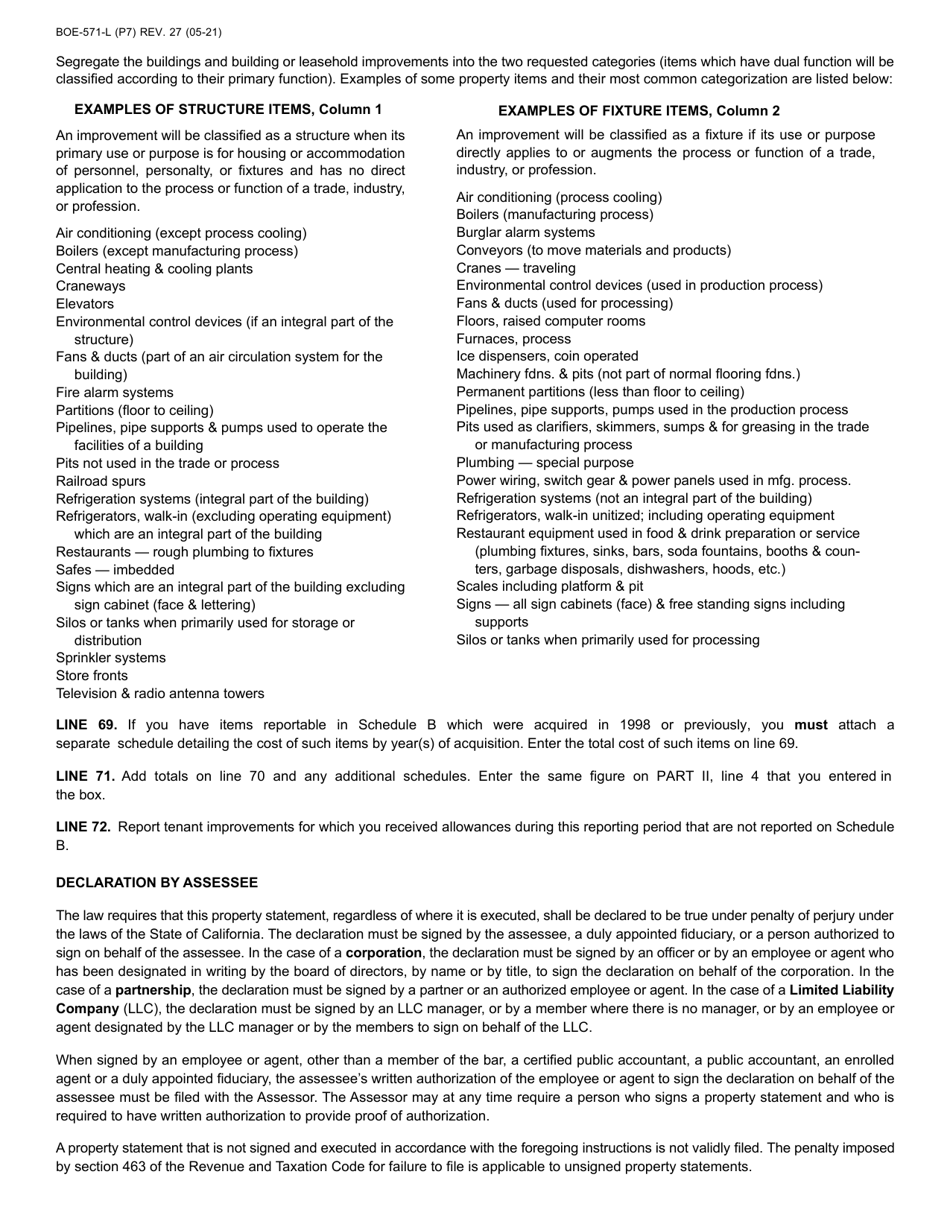 Download Instructions for Form BOE-571-L Business Property Statement ...