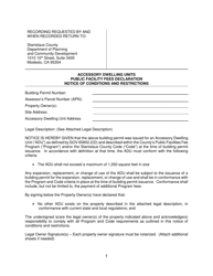 Accessory Dwelling Unit (Adu) Recording Form - Stanislaus County, California, Page 2