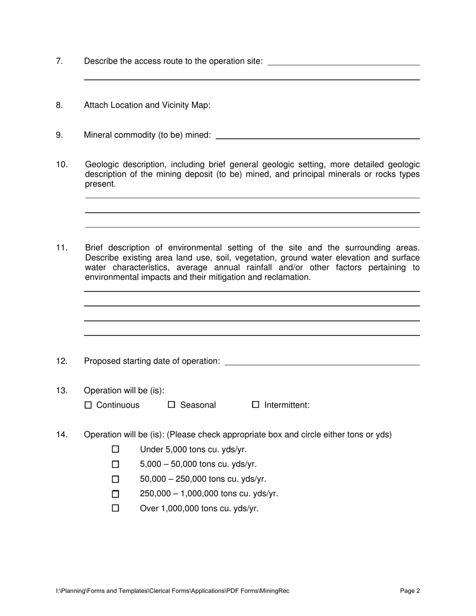 Stanislaus County, California Mining Reclamation Plan Form - Fill Out ...