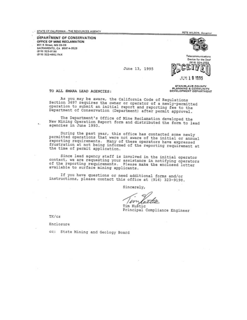 Mining Reclamation Plan Form - Stanislaus County, California, Page 7