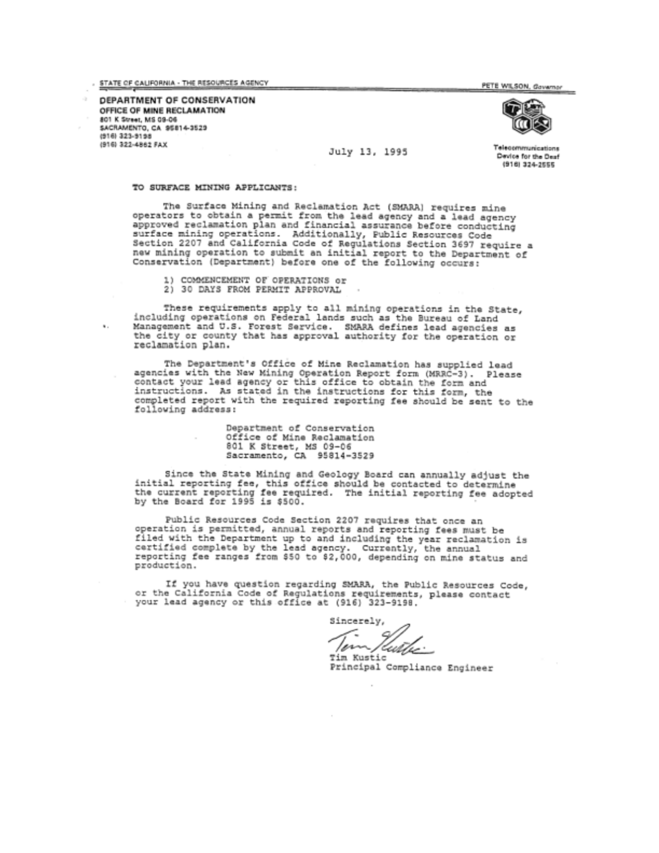 Mining Reclamation Plan Form - Stanislaus County, California, Page 8