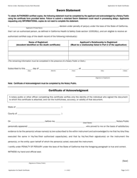 Application for Death Certificate - Stanislaus County, California, Page 2