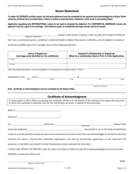 Application for Marriage Certificate - Stanislaus County, California, Page 2