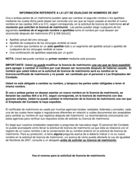 Solicitud De Licencia Publica De Matrimonio - Stanislaus County, California (Spanish), Page 2