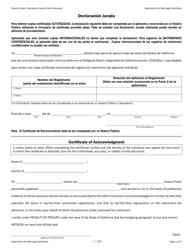 Aplicacion Para El Acta De Matrimonio - Stanislaus County, California (Spanish), Page 2