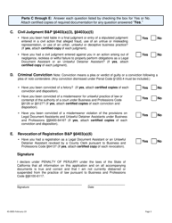 Form 45-0005 Application for Individual Legal Document Assistant Certificate of Registration - Stanislaus County, California, Page 3