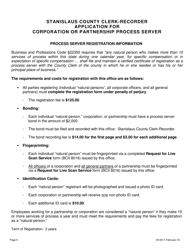 Form 45-0011 Application for Corporation or Partnership Process Server Certificate of Registration - Stanislaus County, California, Page 5