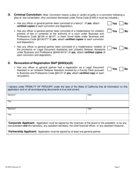 Form 45-0013 Application for Corporation/Partnership Unlawful Detainer Assistant Certificate of Registration - Stanislaus County, California, Page 3