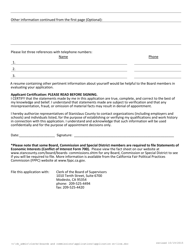 Application for Appointment to Board/Commission/Special District - Stanislaus County, California, Page 2