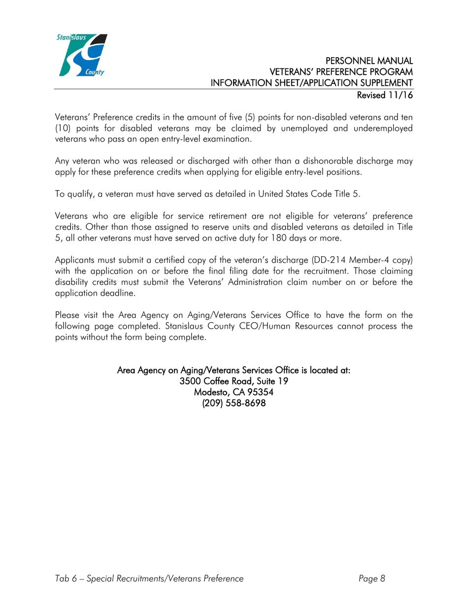 Veterans Application Supplement - Stanislaus County, California, Page 4