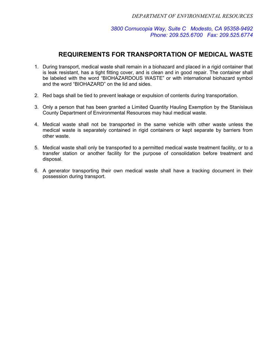 Limited-Quantity Hauling Exemption Application - Stanislaus County, California, Page 2