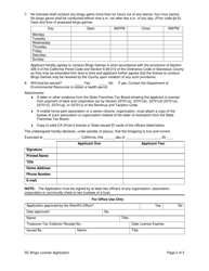 Application for a License or Renewal Under Ordinance 6.08 Bingo Games - Stanislaus County, California, Page 2