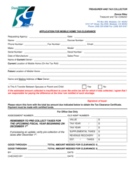 Document preview: Application for Mobile Home Tax-Clearance - Stanislaus County, California