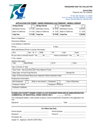 Document preview: Application for Permit Under Ordinance 6.68 Itinerant/Mobile Vendor - Stanislaus County, California