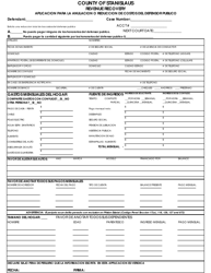 Document preview: Aplicacion Para La Anulacion O Reduccion De Costos Del Defensor Publico - Stanislaus County, California (Spanish)