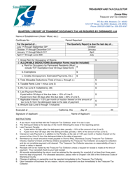 Document preview: Quarterly Report of Transient Occupancy Tax as Required by Ordinance 4.04 - Stanislaus County, California