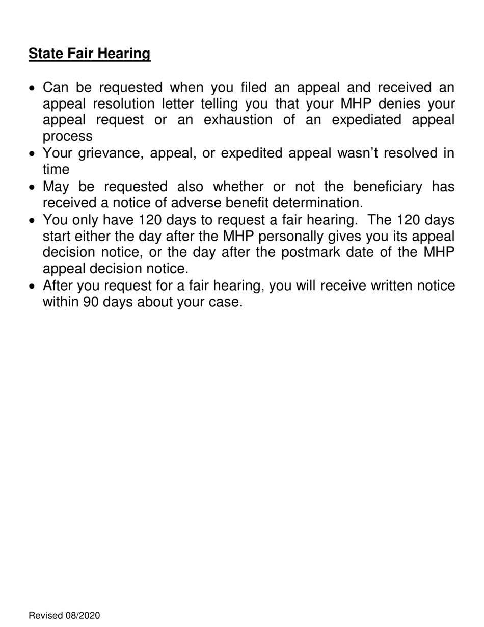 Grievance / Appeal / Expedited Appeal Form - Large Print - Stanislaus County, California, Page 6