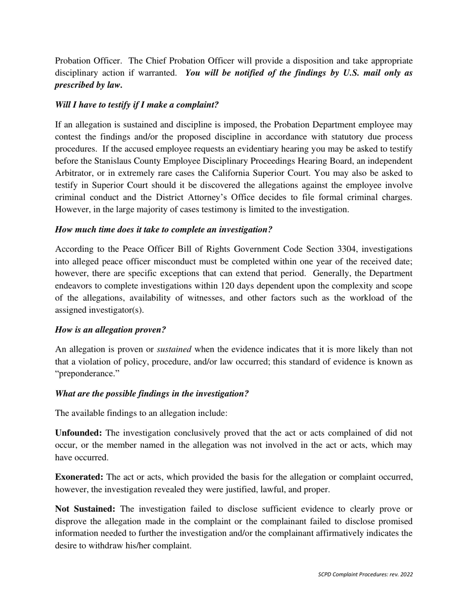 Citizen Complaint Declaration - Stanislaus County, California, Page 4