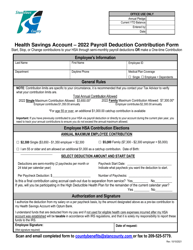 Document preview: Health Savings Account Payroll Deduction Contribution Form - Stanislaus County, California