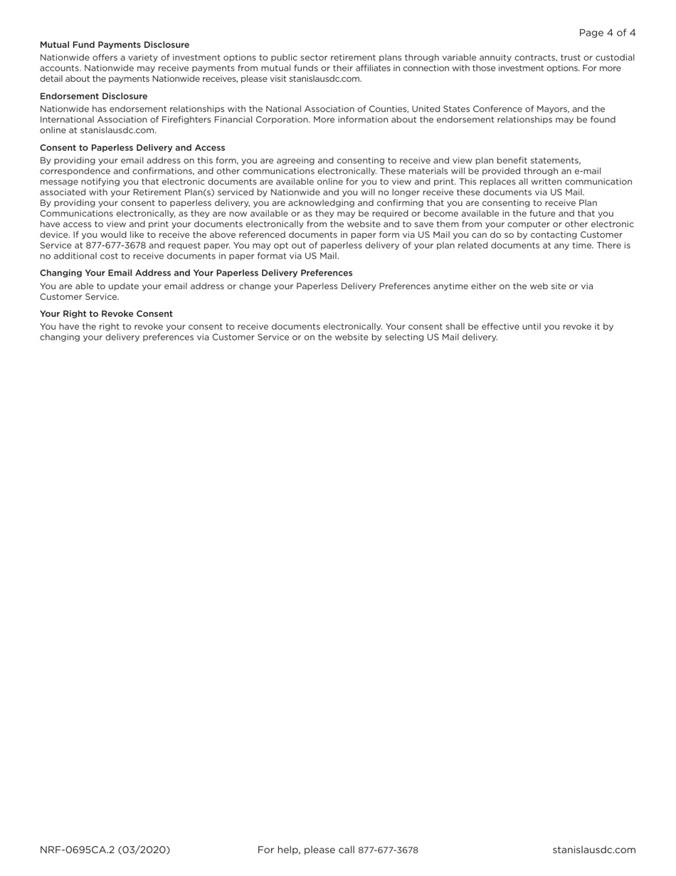 Form NRF-0695CA.2 Participation Agreement  Service Request - 457(B) Deferred Compensation Plan - Stanislaus County, California, Page 4