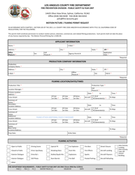 Document preview: Form 394A Motion Picture/Filming Permit Request - County of Los Angeles, California