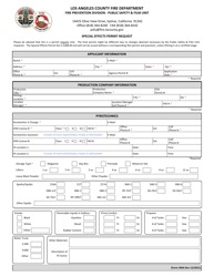 Document preview: Form 396A Special Effects Permit Request - County of Los Angeles, California