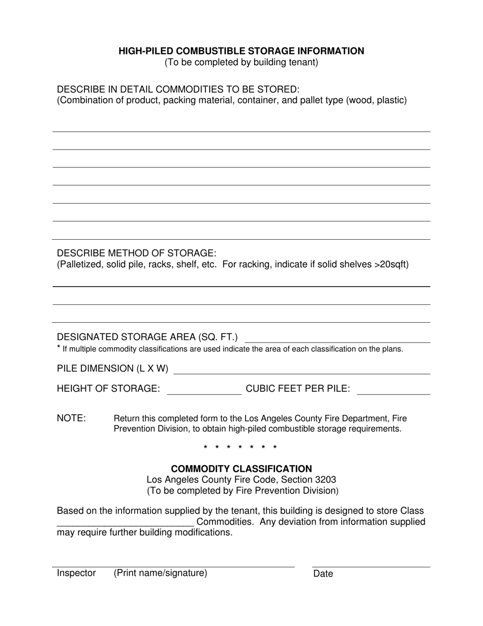 Form FPD194 Owners Statement of Intended Use High-Piled Combustible Storage - County of Los Angeles, California, Page 2
