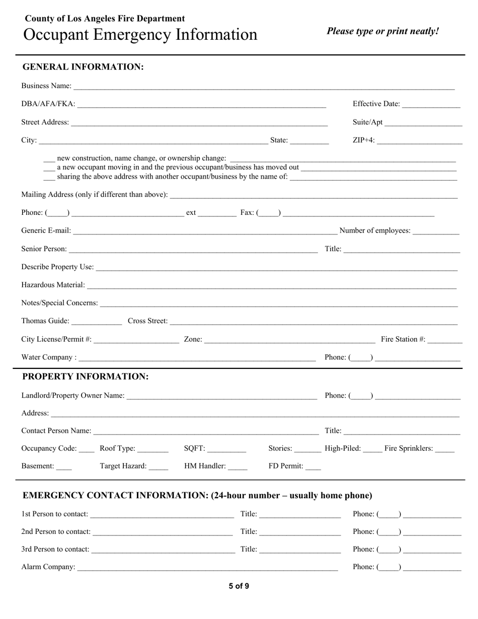 Form 30-C Notice to Prospective Businesses Statement of Intended Use - County of Los Angeles, California, Page 5
