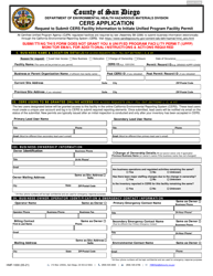 Form HMF-1000 Cers Application - County of San Diego, California