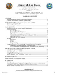 Form HM-952 Hazardous Materials Business Plan - County of San Diego, California
