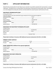 Application for Special Event Permit - County of San Diego, California, Page 2