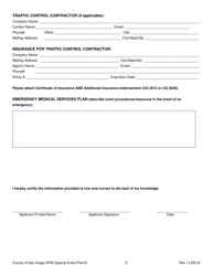 Application for Special Event Permit - County of San Diego, California, Page 3
