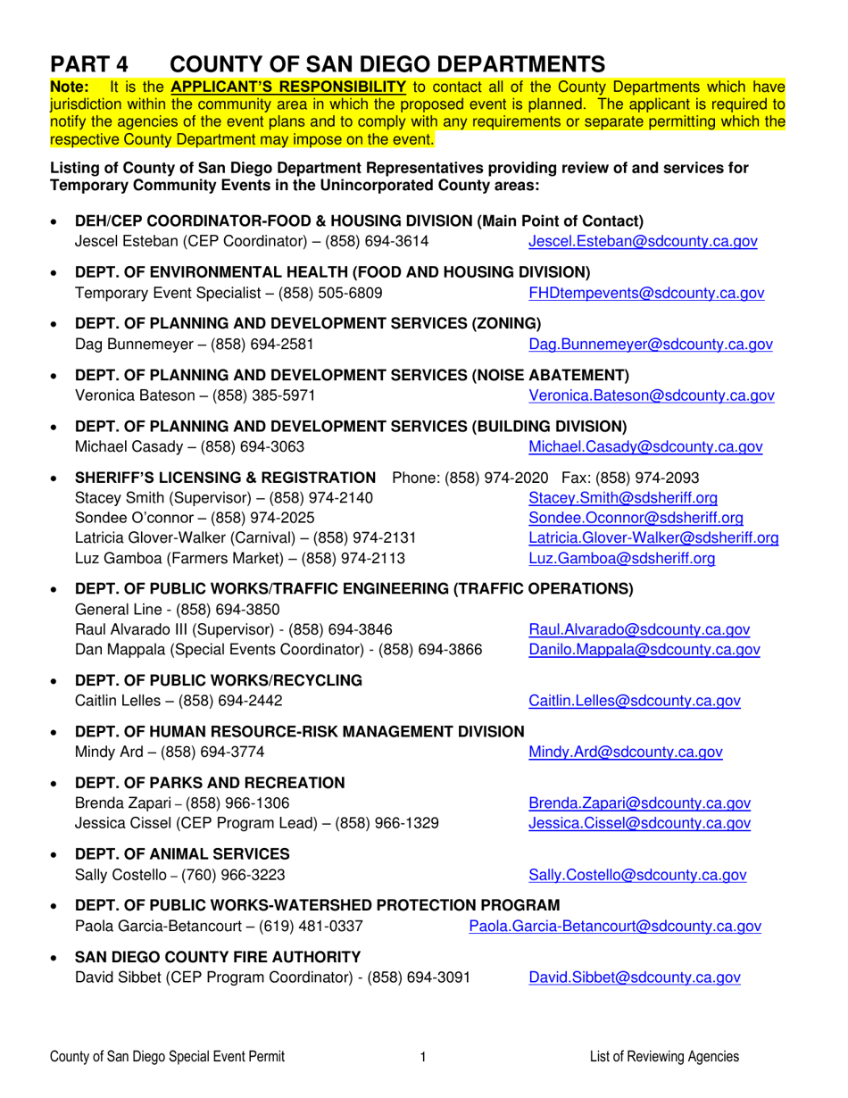 Application for Special Event Permit - County of San Diego, California, Page 5