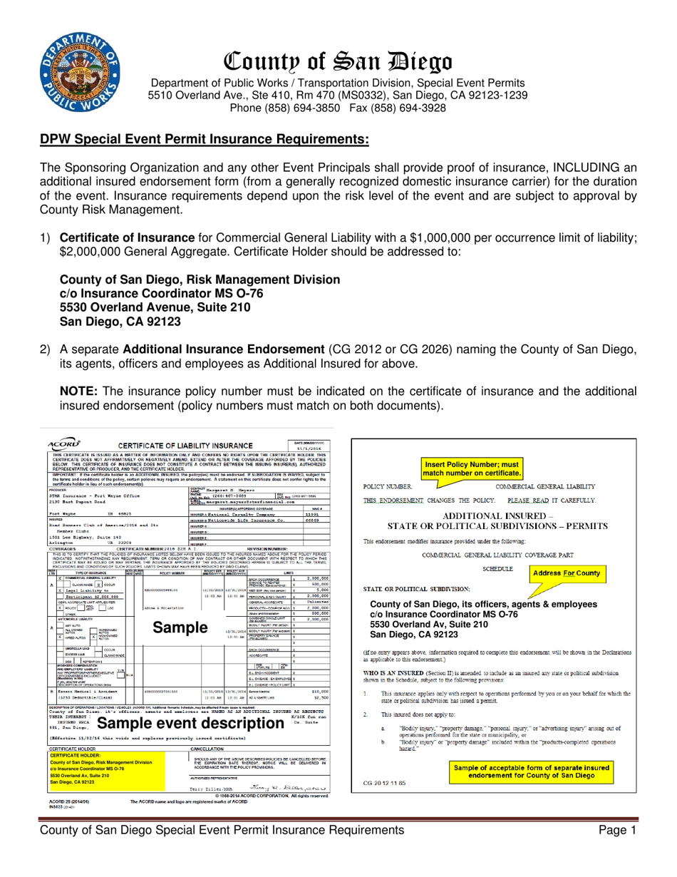 Application for Special Event Permit - County of San Diego, California, Page 8