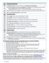 Swimming Pool and SPA Self-inspection Checklist - County of San Diego, California, Page 2