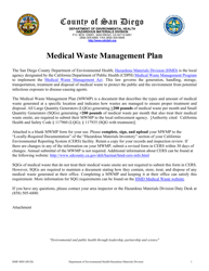 Document preview: Form HMF-8005 Medical Waste Management Plan - County of San Diego, California