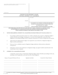 Document preview: Form CV-11 Statement of Consent to Proceed Before a United States Magistrate Judge Pursuant to Title 28 U.s.c. 636(C) - California