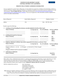 Document preview: Form G-63 Request for Attorney Admission Information - California