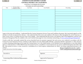 Form I-2 Contract Interpreter Invoice - California, Page 2