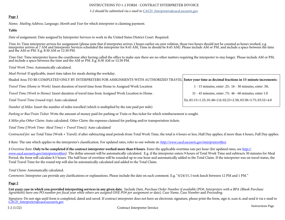 Form I-2 Contract Interpreter Invoice - California, Page 3