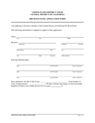 Document preview: Pro Bono Panel Application Form - California