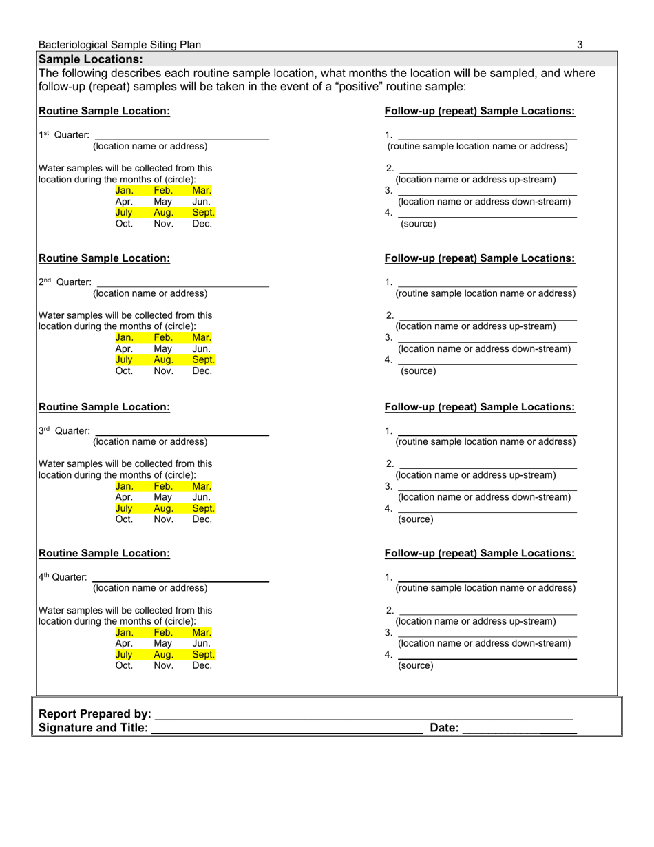 Bacteriological Sample Siting Plan for Quarterly Testing - County of San Diego, California, Page 3